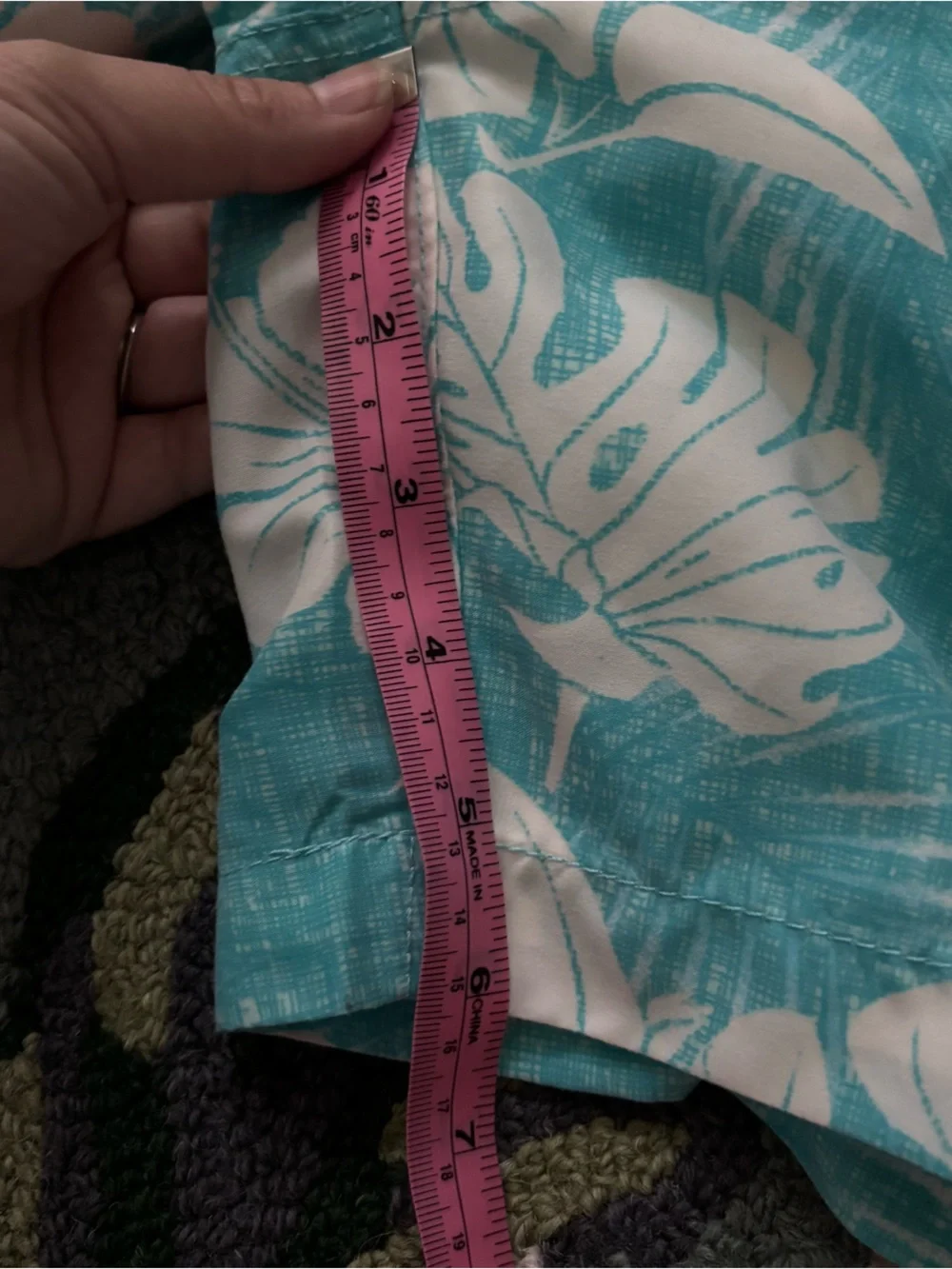 Men's Turquoise Floral Swim Trunks